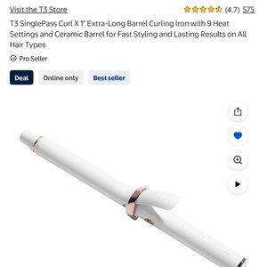T3 Curling Iron in White with Rose Gold Details